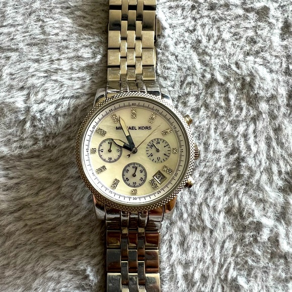 MK authentic watch in white gold